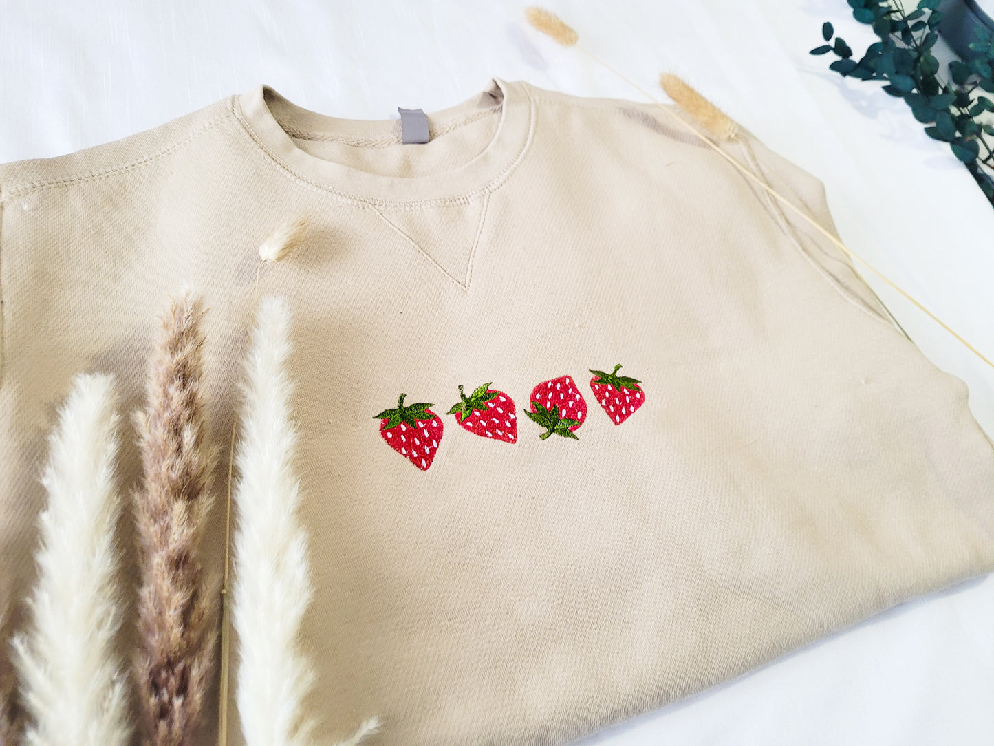 Sweet Strawberry Embroidered Crewneck