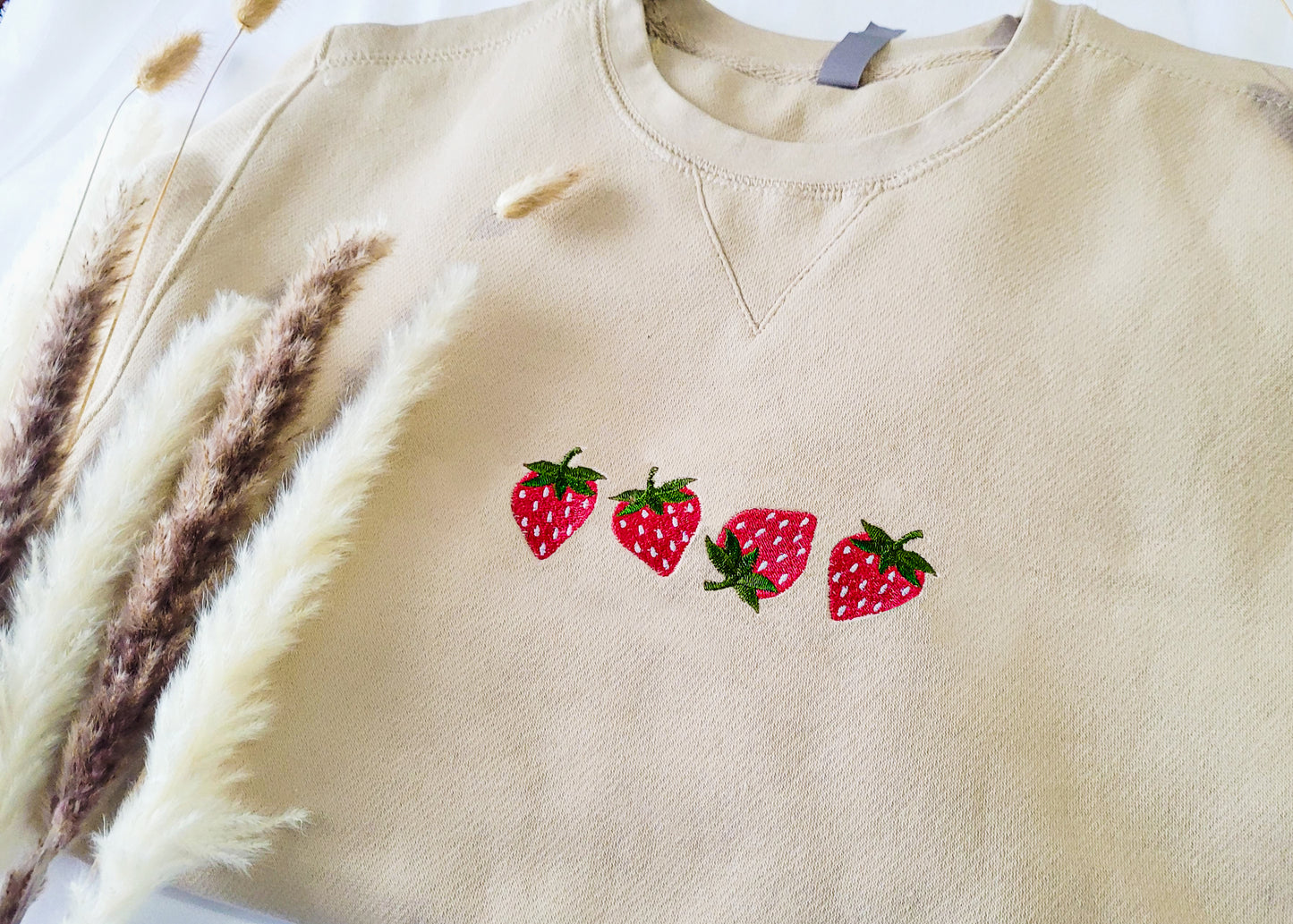 Sweet Strawberry Embroidered Crewneck