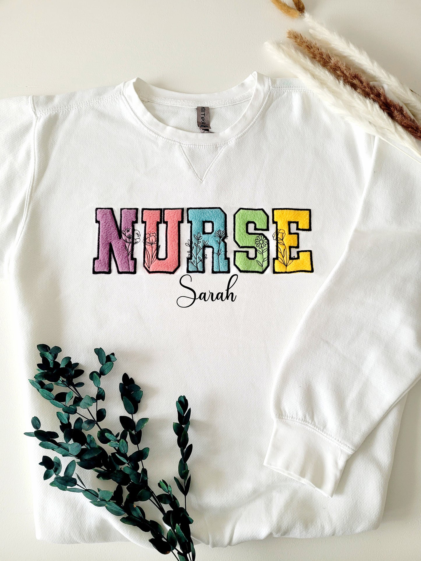 Nurse Embroidered Sweatshirt with custom name