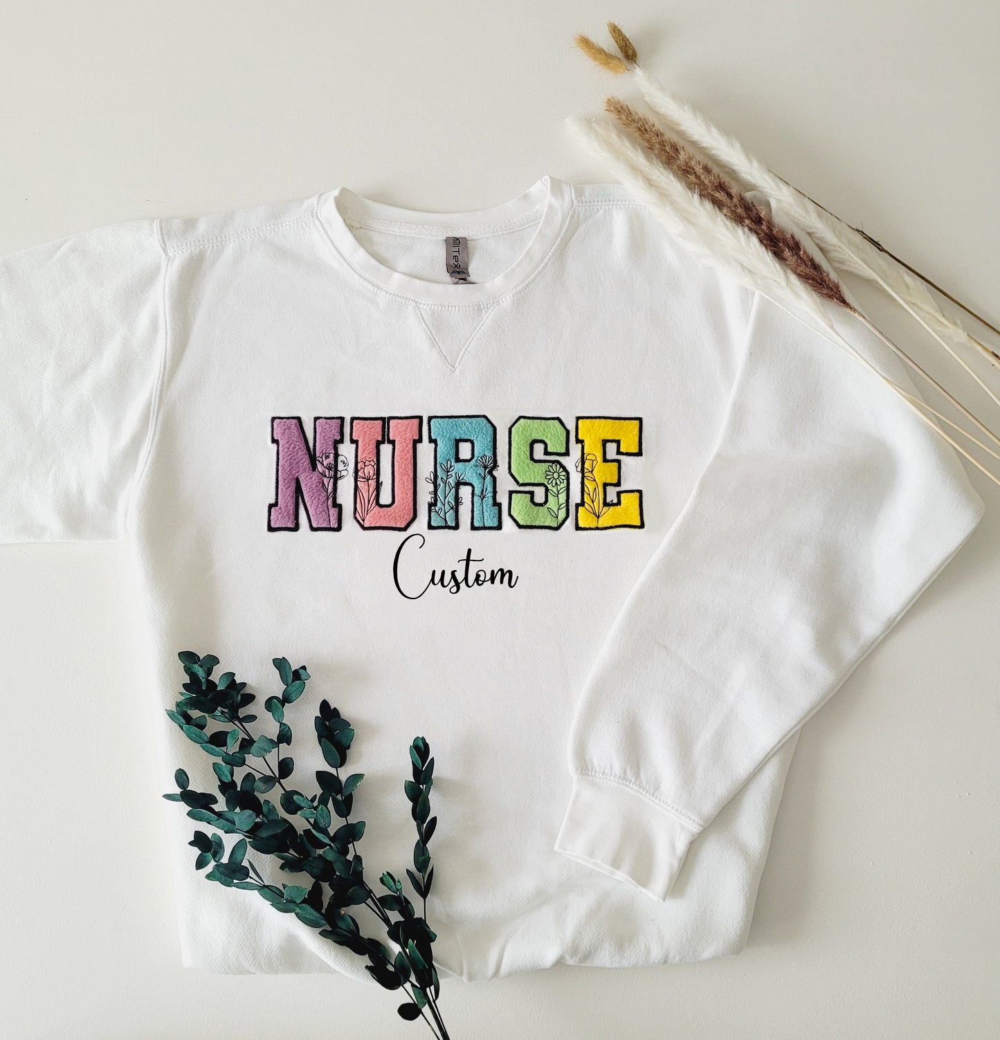 Nurse Embroidered Sweatshirt with custom name