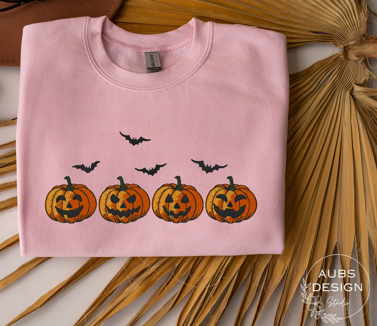 Spooky Pumpkin Halloween Sweatshirt Embroidered