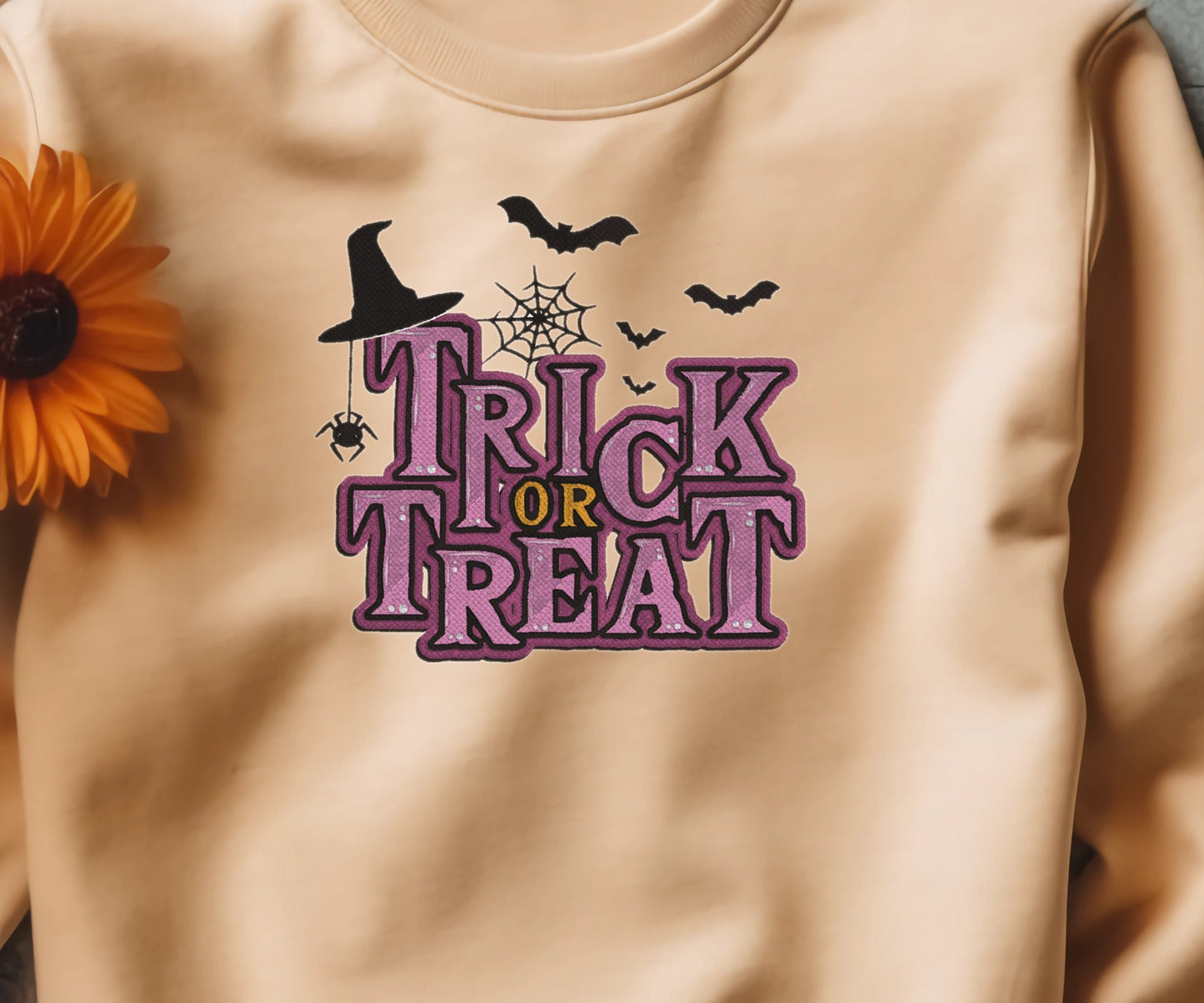 Trick or Treat Halloween Sweatshirt Embroidered