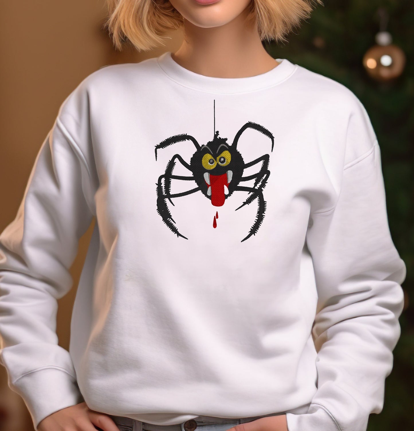 Spider Sweatshirt Halloween Embroidered