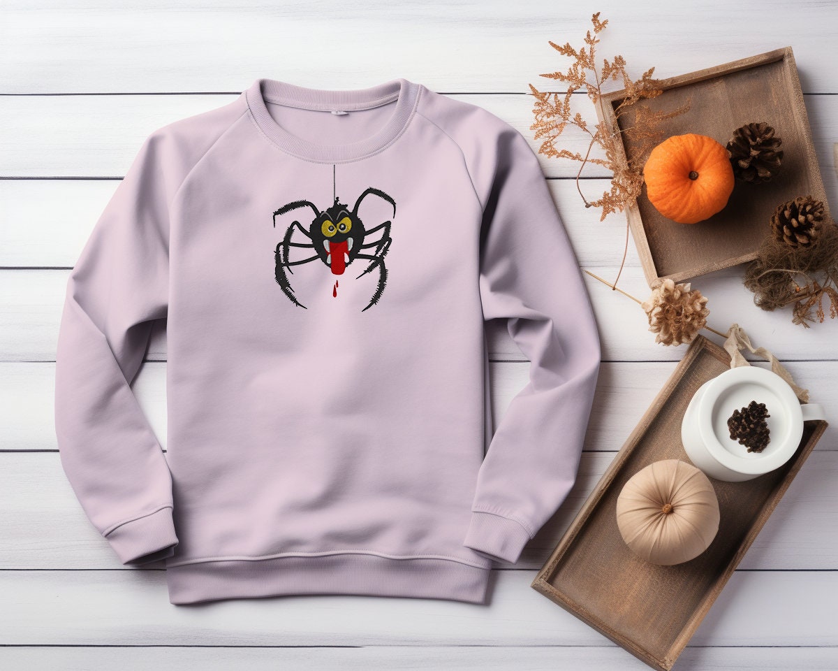 Spider Sweatshirt Halloween Embroidered