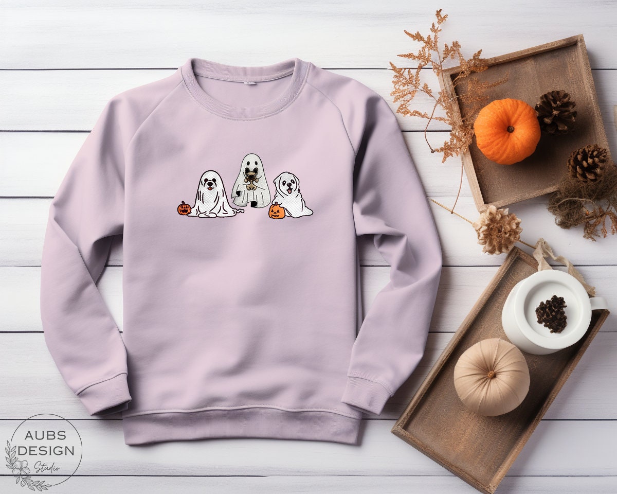 Embroidered Ghost Sweatshirt Dog Sweatshirt