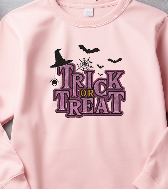 Trick or Treat Halloween Sweatshirt Embroidered