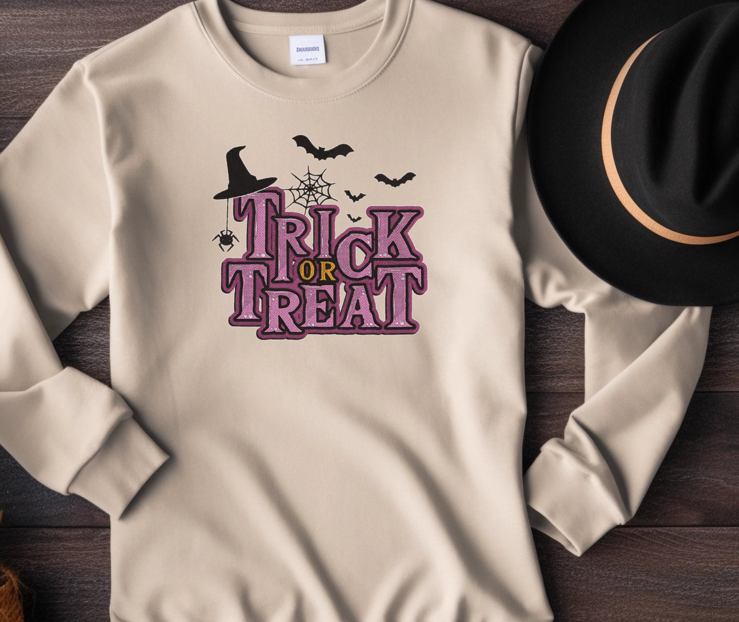 Trick or Treat Halloween Sweatshirt Embroidered