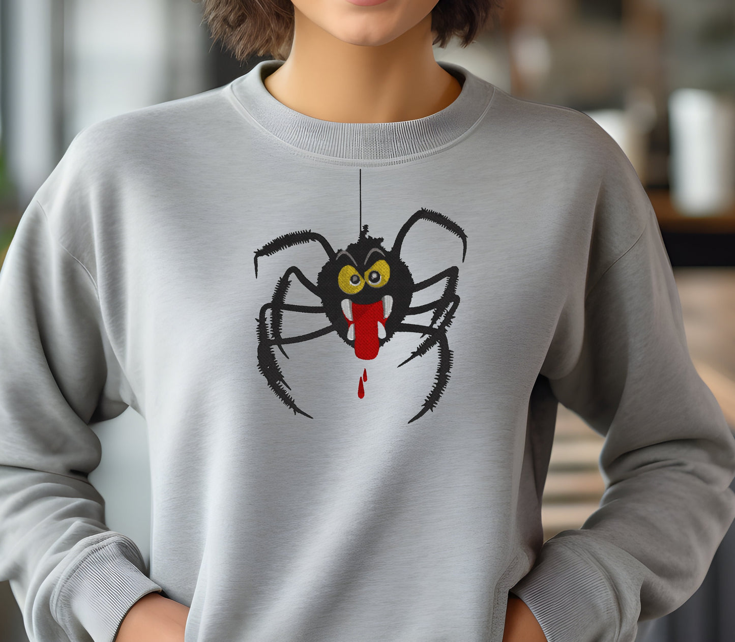 Spider Sweatshirt Halloween Embroidered