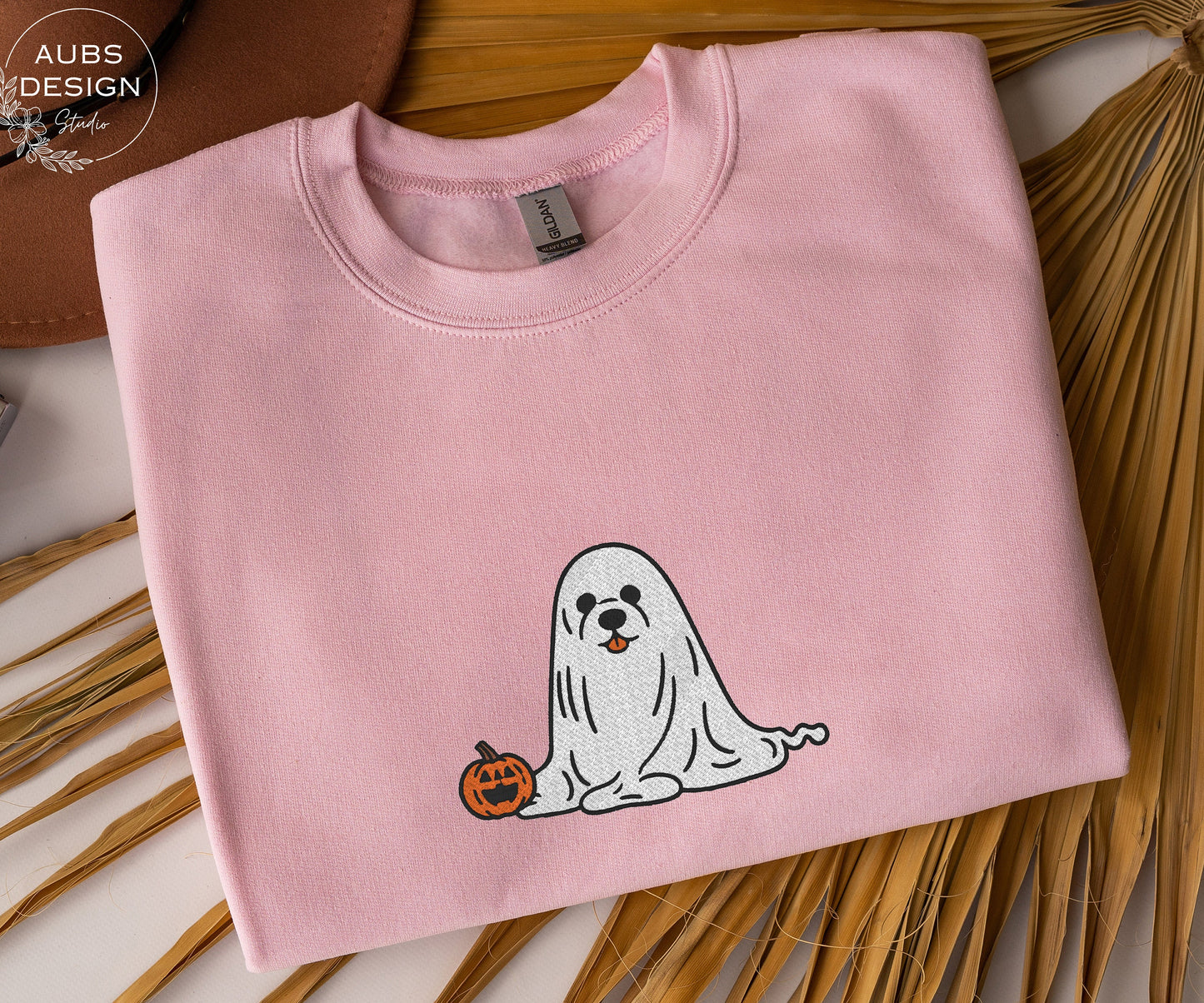 Halloween Ghost Dog Embroidered Sweatshirt