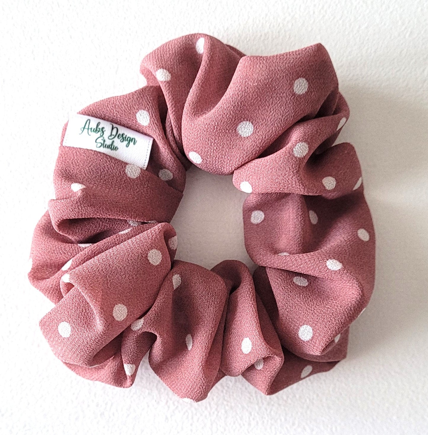 Pink Polka dot Soft Scrunchie