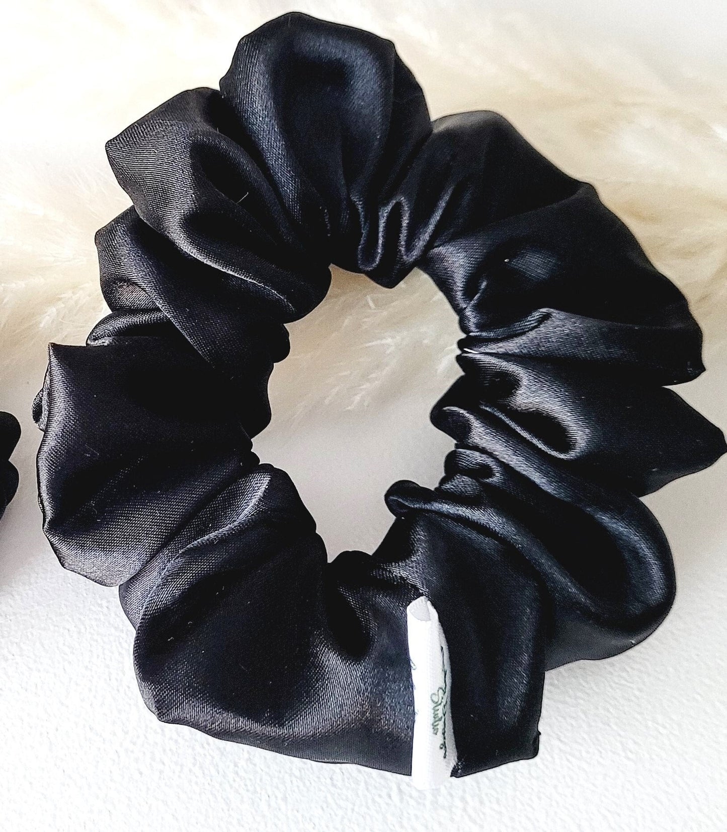 Classic Black Satin Hair Scrunchie