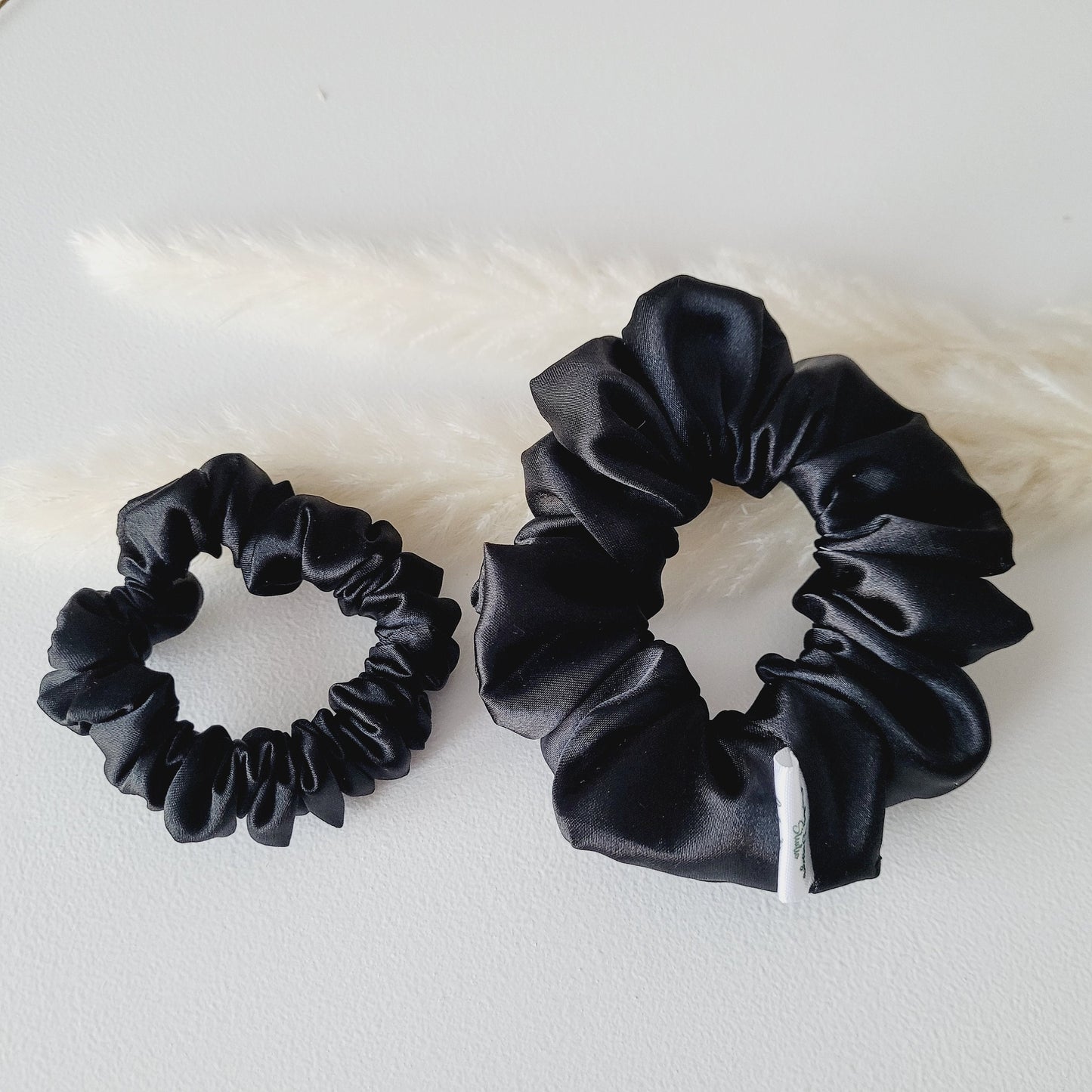 Classic Black Satin Hair Scrunchie