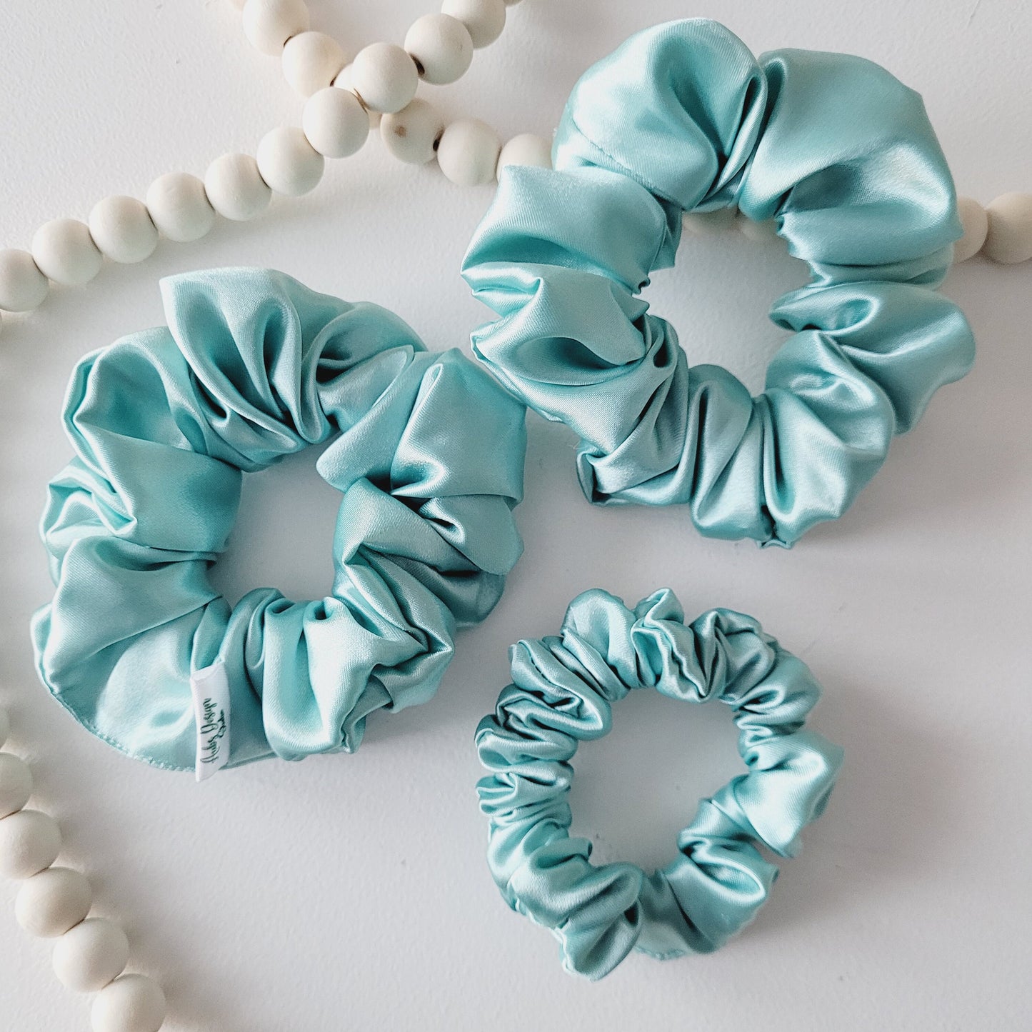 Mint Satin Hair Scrunchie