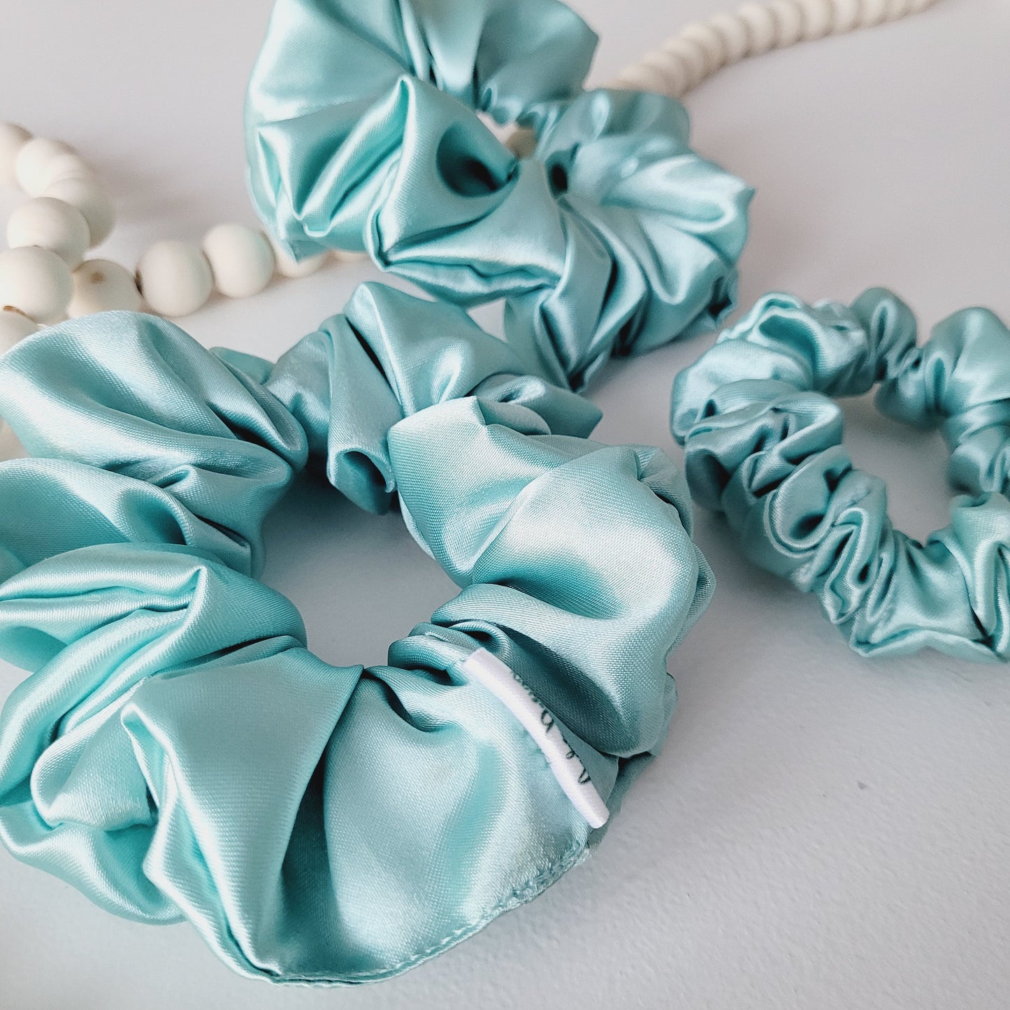 Mint Satin Hair Scrunchie