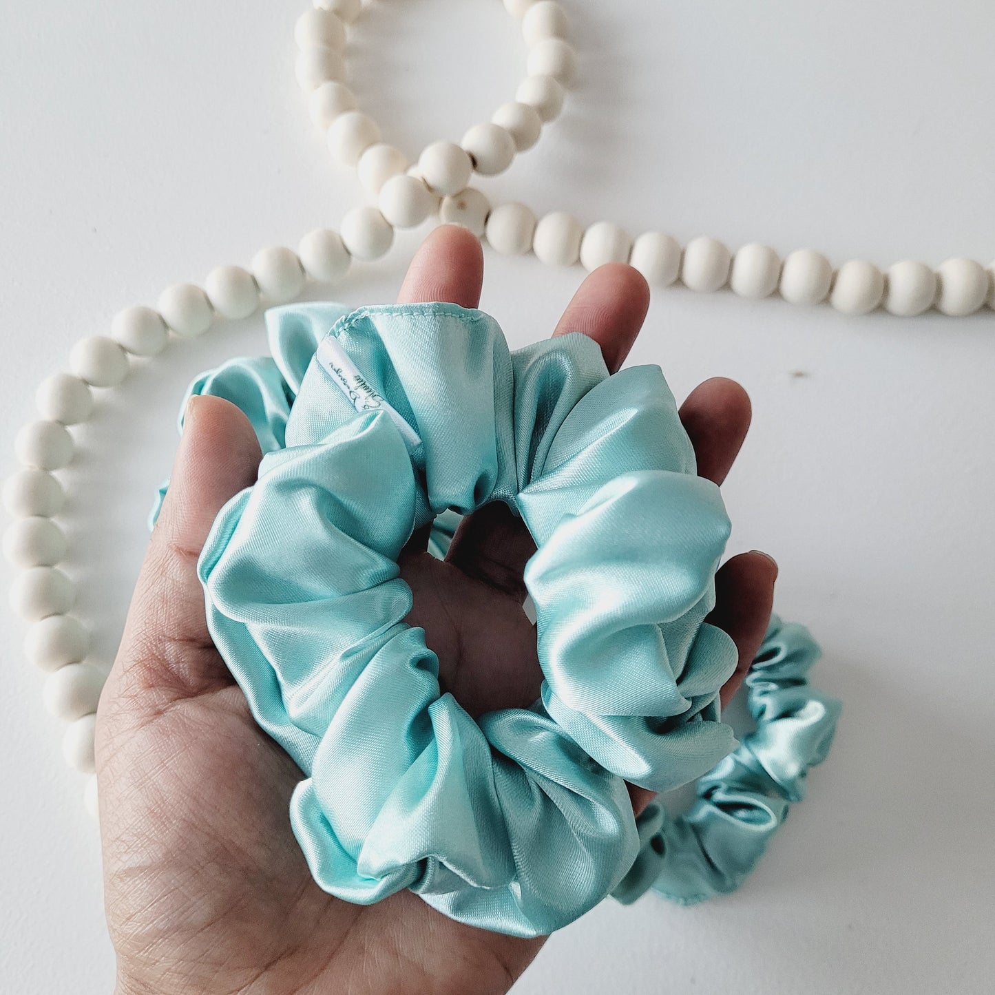 Mint Satin Hair Scrunchie