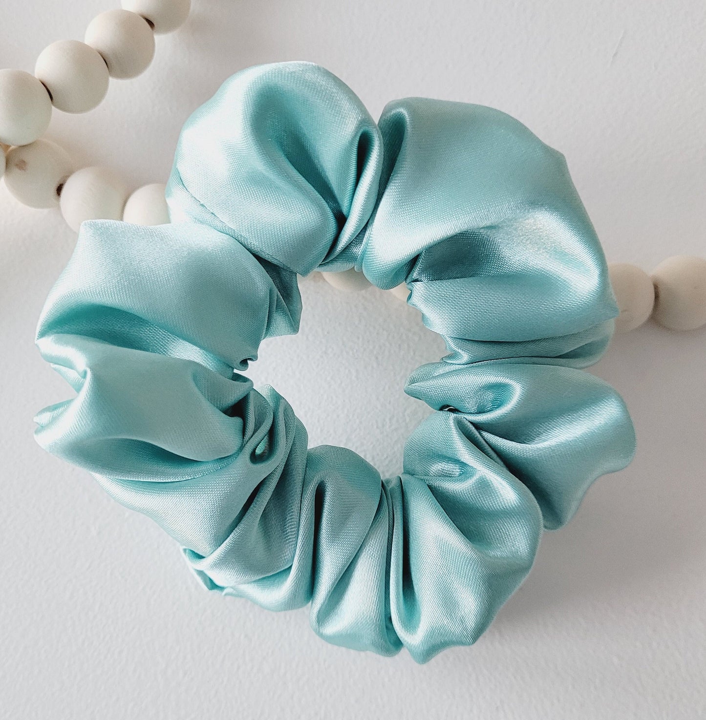 Mint Satin Hair Scrunchie